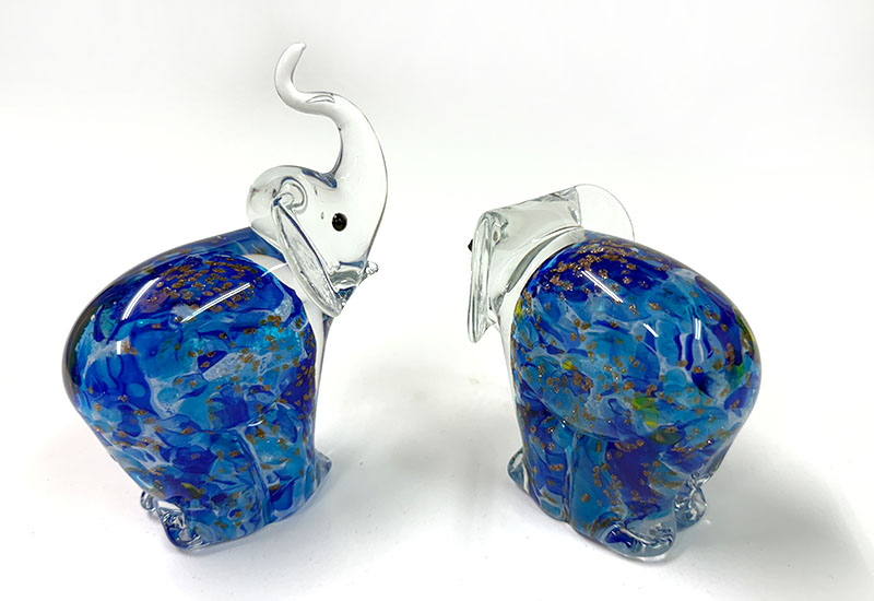 吉象成雙-藍色片 玻璃擺飾